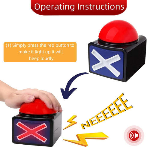 2 Pieces with Lights and Alarms Game Show Button Box, Party Competition Props Toys, Game Buzzer, Answer Buzzer for Game Shows, Trivia Quiz Master Buzzer for Family Competition Games