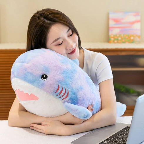 Plush Rainbow Shark Stuffed Animal, Colorful Shark Hugging Pillow, 26-Inch Plushies Gift for Kids and Lovers