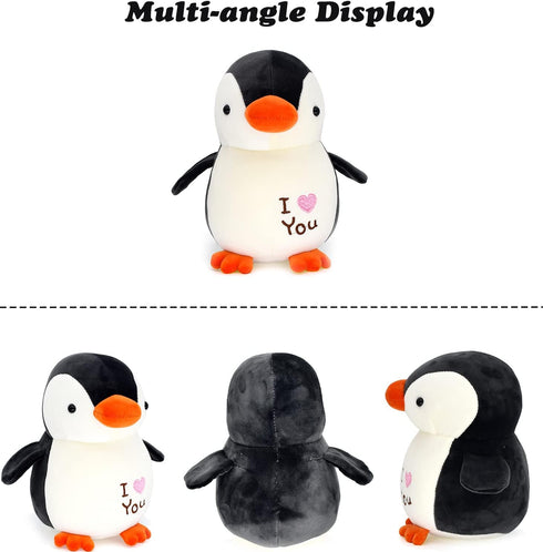 HWD 8.7" Soft Stuffed Penguin Dolls - Stuffed Animals Toys, Gifts for Kids, Toddlers, Birthday, Christmas (Black)