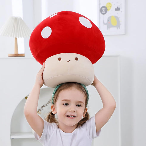 12 Inch WeBingo Mushroom Plush Pillow, Cute Large Mushroom Decor Stuffed Animal Plushies Stuffy for Girl Boy Kid Adult