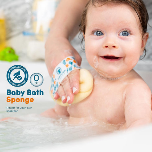 Set Hypoallergenic Natural Baby Sponge & Wash Cloth for Bath Ultra-Soft, Gentle, Safe for Newborns, Infants & Sensitive