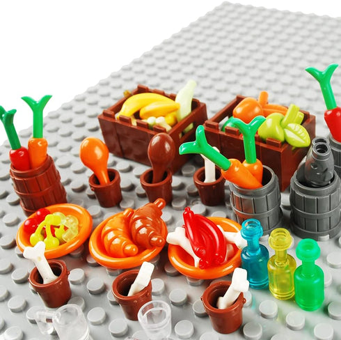 280pcs Food Building Blocks Kitchen Accessories Set, DIY Building Bricks Kit Compatible with All Major Brands
