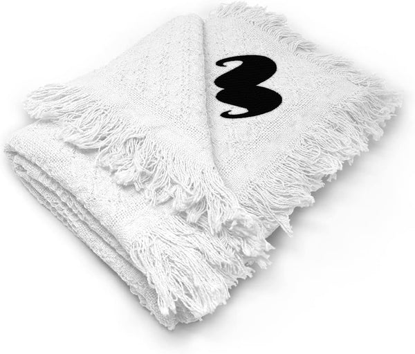 Fastasticdeals Custom Embroidery Nursery Bedding Baby Blankets for Boys & Girls Mustache Cotton