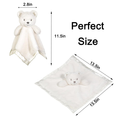 16 Inch Bear Security Blanket Soft Baby Lovey Fluffy Blanket Unisex Lovie Snuggle Toy Baby Bear Stuffed Gift
