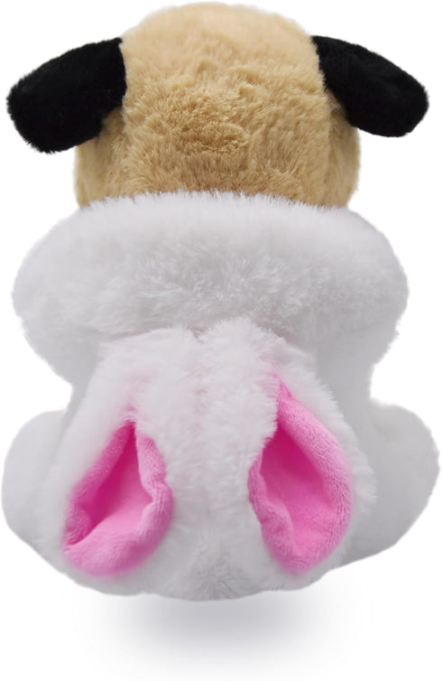 BABOLI 10 Inches Cuddly Little Pug Stuffed Animals Soft Toys with Adorable Bunny-Style Costumes Super Cute Puppy Dog