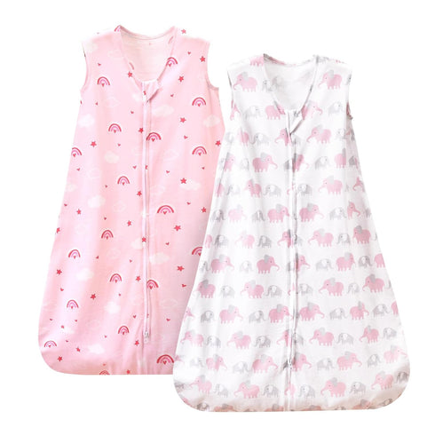 PHF 100% Cotton Baby Sleep Sack, 0-6 Months, 2-Way Zipper Infant Sleeping Sack for Boys & Girls, 2 Pack