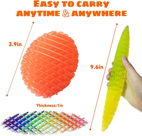 KEJIH 3 (3 Packing), Fidget Toys PCS - Fidget Worm Toy,Stress Relief Fidget Toys for Kids&Adults,Elastic Mesh