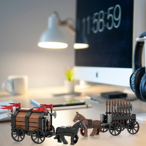 Medieval Carriage Building Blocks,Ancient Military Weapons Chariot Building Bricks,Medieval Castle Building Set,MOC Medieval Castle accessories Building Blocks Suitable for LEGO