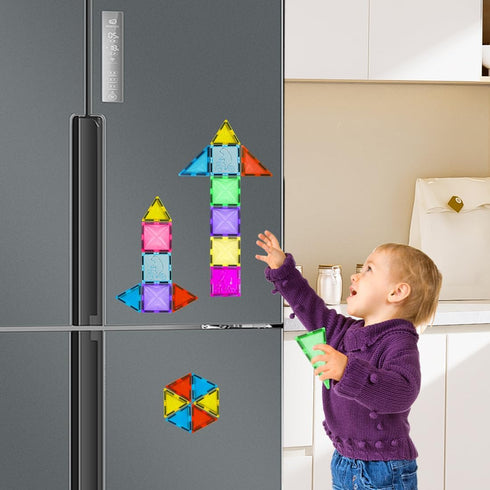 100PCS Set, 3D Set 2 3 4 5 6 7 8 9 Magnetic Tiles, Kids Magnetic Blocks Toy Magnet Tiles Clear Building Blocks