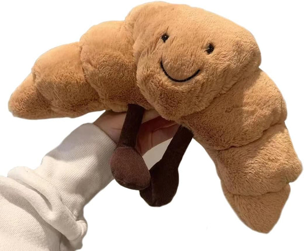 WeightedPlush 9" Croissant Plush, Cute Smile Bread Pillow Stuffed Animals, Funny Soft Food Toy for Kids