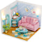 Kisoy Dollhouse Miniature with Furniture Kit - DIY 3D Wooden House Kit, Small Apartment Style with LED, Gift