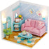 Kisoy Dollhouse Miniature with Furniture Kit - DIY 3D Wooden House Kit, Small Apartment Style with LED, Gift