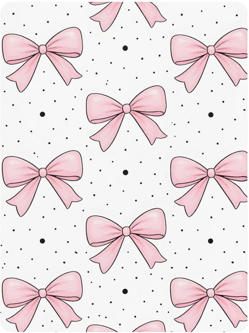CZXW 52" 28" Pink Bowknot Pattern Crib Sheets Fitted x Natural Cotton Soft & Breathable for Baby Crib Mattress