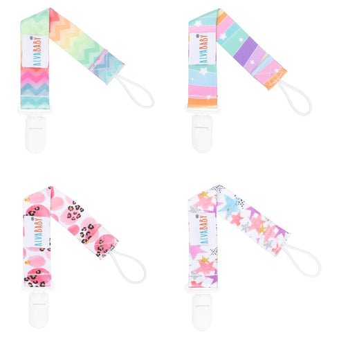 6 Pack 6DBP06 ALVABABY Baby Pacifier Clips Paci Universal Holder Leash Pacifier Clip Binky Holder for Teether Soothie
