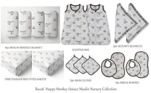 45 45 inches Bacati - Baby Blanket Unisex Swaddle Wrap Soft Breathable Cotton Muslin Swaddle Blankets Neutral Receiving