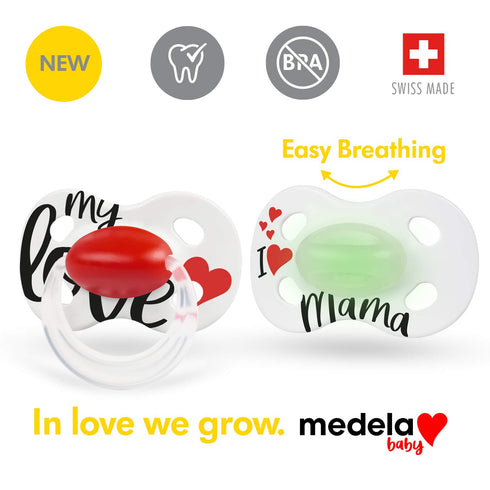 0-6 2-Count, Medela Baby Pacifier | Day and Night Glow in The Dark | Months | Lightweight | BPA-Free | Supports Natural