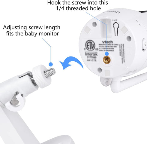 Adjustable Baby Monitor Wall Mount for Vtech VM901, VM919HD, VM928 - Perfect View Angle, Easy Installation