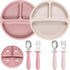 Eascrozn 2 Pack Silicone Divided Baby Plates with Suction, 2 Pack Toddler