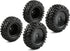 4pcs RC Trailer Tires, 12mm Hex Hard Dish Wheel Rim and Tires with Lock Nuts Washers Wrench for 1/10 Rock Crawler Truck Off Road Racing Car Axial RC4WD Tamiya MST HSP