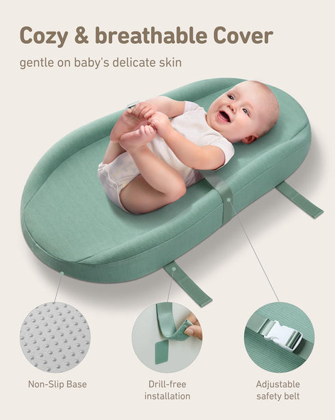 3216, Contoured Changing Pad with Soft & Washable Cover, Waterproof Lining Foam Baby Changing Table Pads for Dresser