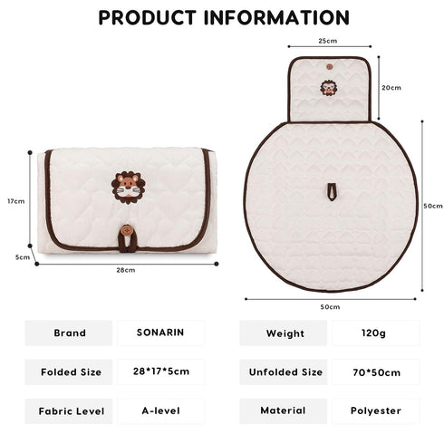 SONARIN Cute Portable Baby Changing Mat,Waterproof Folding Diaper Changing Pad Lightweight Travel Nappy Changing Mat