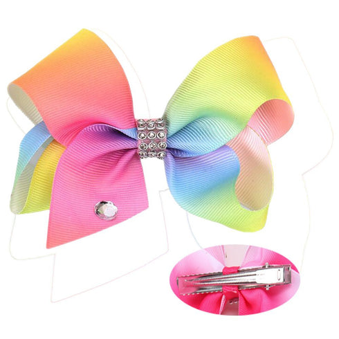 Baby Girls Hair Clips Rainbow Ribbon Hair Bows Colorful 4 Inch Pride Hair Accessories for Toddlers (Pink)