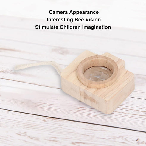 Prism Lens Toy, Unique Bee Eye Effect Camera, Cute Portable Interesting Children Toy (Wood Color)