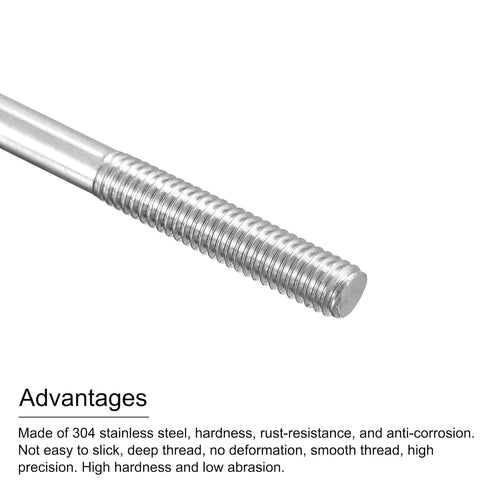 MECCANIXITY 304 Stainless Steel Push Rod Connector M4x140mm Double End Threaded Rod for DIY RC Car, Pack of 5