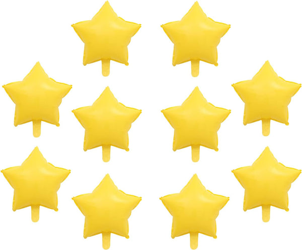 ZHENGYE 10 Pcs Yellow Star-Shaped Foil Balloons, 18 Inch Happy Birthday Party Decoration