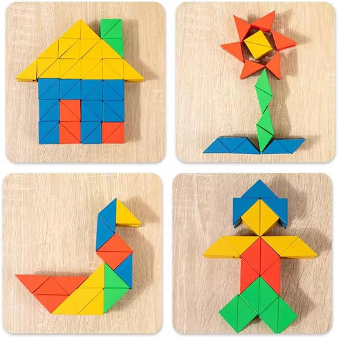 VATTAL Montessori Wooden Stacking Toy for Kids - Toddler & Preschool STEM Learning Creative Brain Teaser Educational