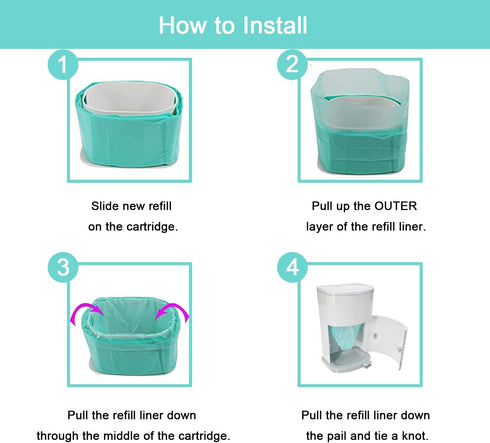 RUNDE 6 Pack 330 280 Diaper Disposal Liner Refills Compatible with Janibell Akord Slim Adult Diaper Disposal System(NOT
