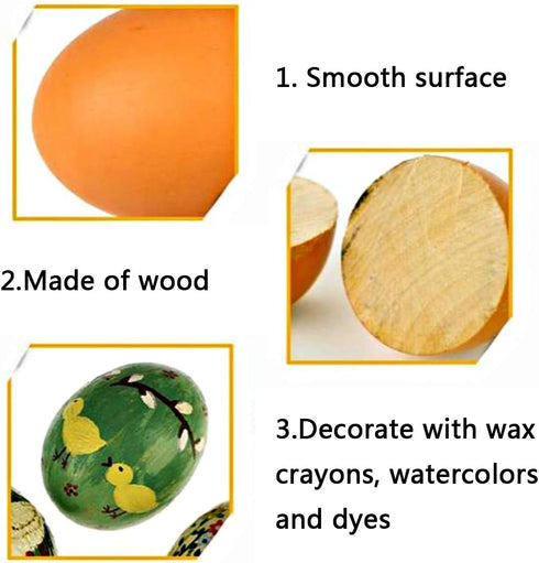 6Pcs YunKo Wooden Fake Eggs Brown Wood Nest Easter Eggs for Craft Decorate Get hens to Lay Egg Chicken Coop Accessories