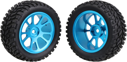 Mxfans Black 75mm Dia Beard Pattern Rubber Tyre & Blue Aluminum Alloy 10-Spoke Wheel Rims with 12mm Hex for RC 1:10 On Road Car Pack of 4