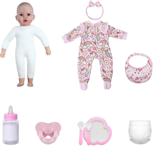 17 Inches 3+ GOAROY Baby Dolls, Large Realistic Baby Doll with Cute Soft Body, Real Life Baby Dolls Girl, with Bottles