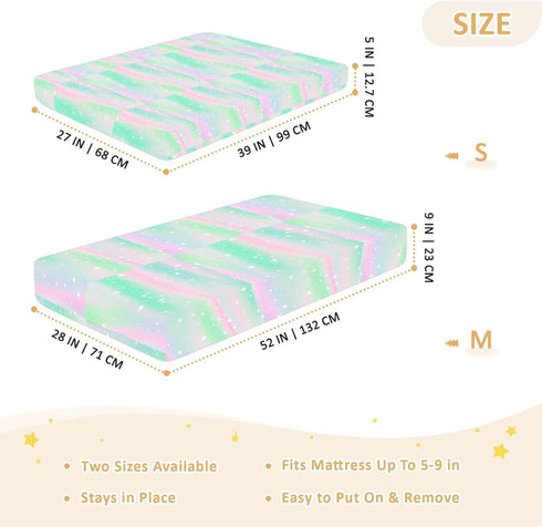 miaozhen 1 Pack 52x28 Cotton Baby Crib Sheets Soft Stretchy Childish Star Green Peach Gradient Toddler Mattress Sheet