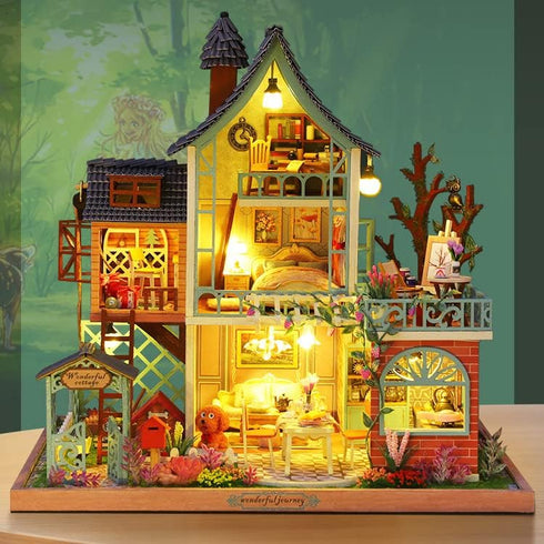 DIY Miniature Dollhouse Kit by GuDoQi, Tiny House 1:24 Scale with Music, Great Handmade Crafts Gift