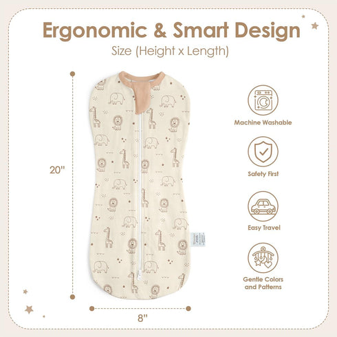 0-2 Pack 3) Baby Swaddle Months, Cotton Arm-In Zipper Sleep Sack, Wearable Blankets Wrap for Newborn Infant Girls, Boys