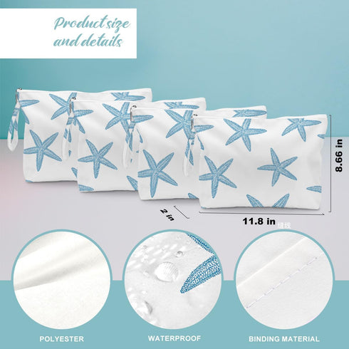 Fokongna 4PCS Favors Starfish Wet Bag Wet Dry Bag Beach Bags for Swimsuit Toiletry Bags Travel Essentials For Women