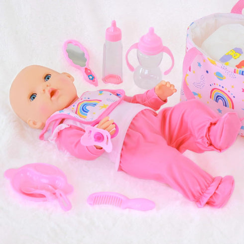 13 14-18 inch Set UNICORN ELEMENT Pcs Baby Doll Clothes and Accessories for Dolls, Baby Doll Feeding and Caring