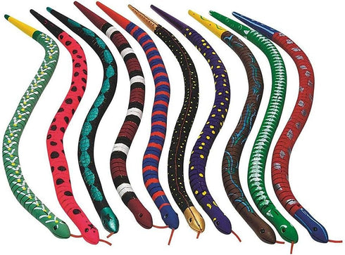 Natural Unfinished Wooden Wiggly Snakes - 12” Flexible Timber Snake for Arts and Crafts - 8 Pcs