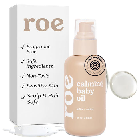 Roe Wellness Baby Hair, Scalp & Body Oil Unscented | Massage, Soothe,