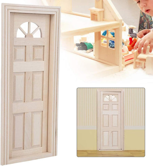 Dollhouse Door, 1:12 Wooden Miniature Simulated Door Model Toy Accessory for Doll House