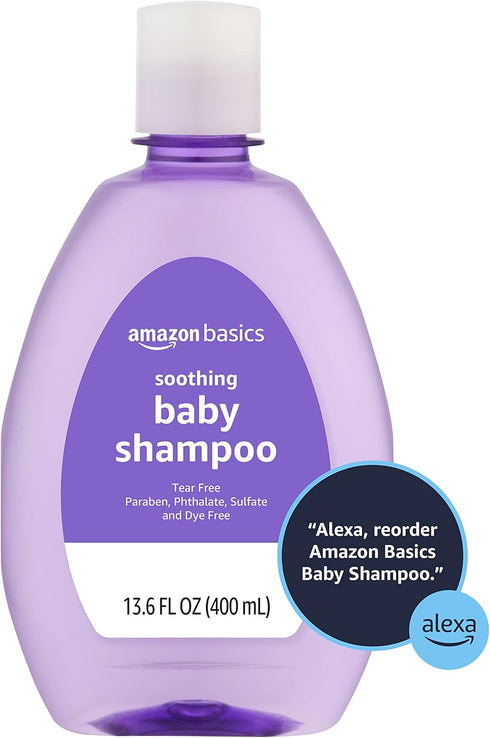 13.60 Oz (Pack 1) Amazon Basics Baby Shampoo, Tear-Free, Lavender & Chamomile Scented, Sulfate-Free, Paraben-Free