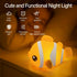 3-Level Cute Clownfish Night Light - Silicone Pat Pat Lamp with Brightness Adjustment, Timer Function, Rechargeable