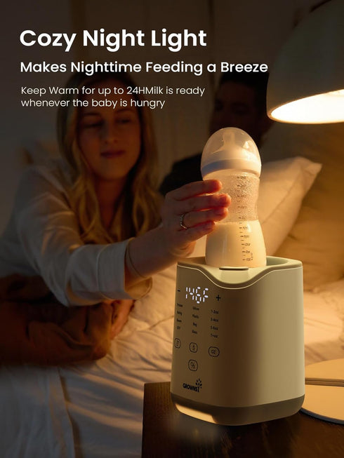 Grownsy Bottle Warmer for Night Feeding, Fast Baby Bottle Warmer for Breastmilk, Smart Temperature Control, with Timer