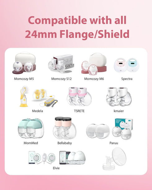 13/15/17/19/21mm 10PCS 24mm Flange Inserts for Flange/Shields of All Pumps, Nipple Measurement Tool, Cleaning Brush