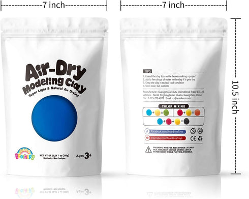 7 oz Sago Brothers Modeling Clay for Kids - Blue, Molding Magic Clay for Kids Air Dry, Super Soft Clay for DIY Slime