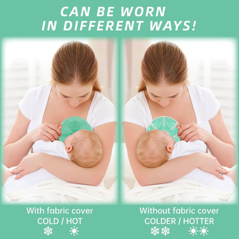 Hot/Cold Breast Gel Bead Ice Packs, Breast Cooling/Heat Pads for Nursing Pain, Mastitis, Engorgement, Swelling, Plugged