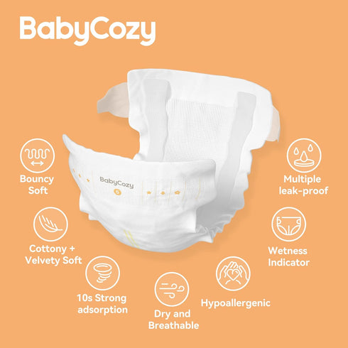 5 (27+lb),48 Count Babycozy Soft,0.8D 10 Baby Diapers Size Dry Disposable Diapers Bouncy Softer Touch Diapers