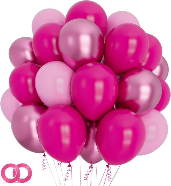 100Pcs Pink Balloons 12Inch Hot Pink Metallic Pink Balloon Light Pink Balloon